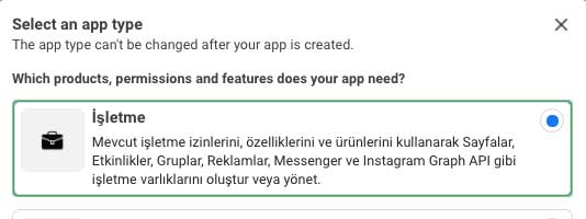 facebook developer uygulama oluşturma