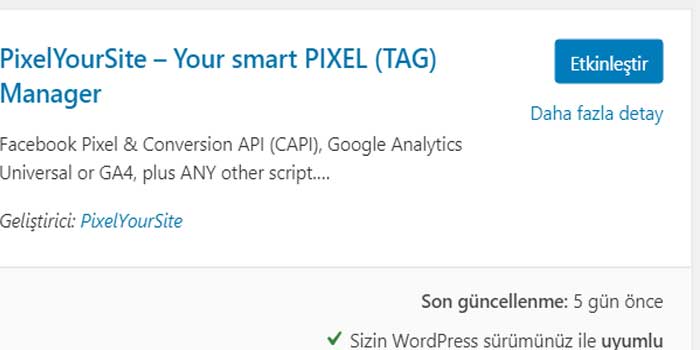pixelyoursiteeklentietkinleştirme